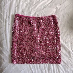 pink sequin mini skirt